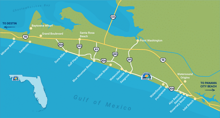 Map of 30A Santa Rosa Beach Florida