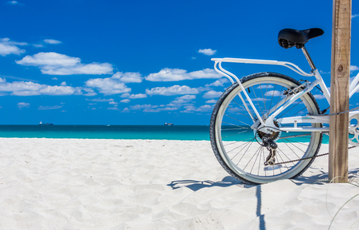 Golf cart and bikes at Prominence on 30A