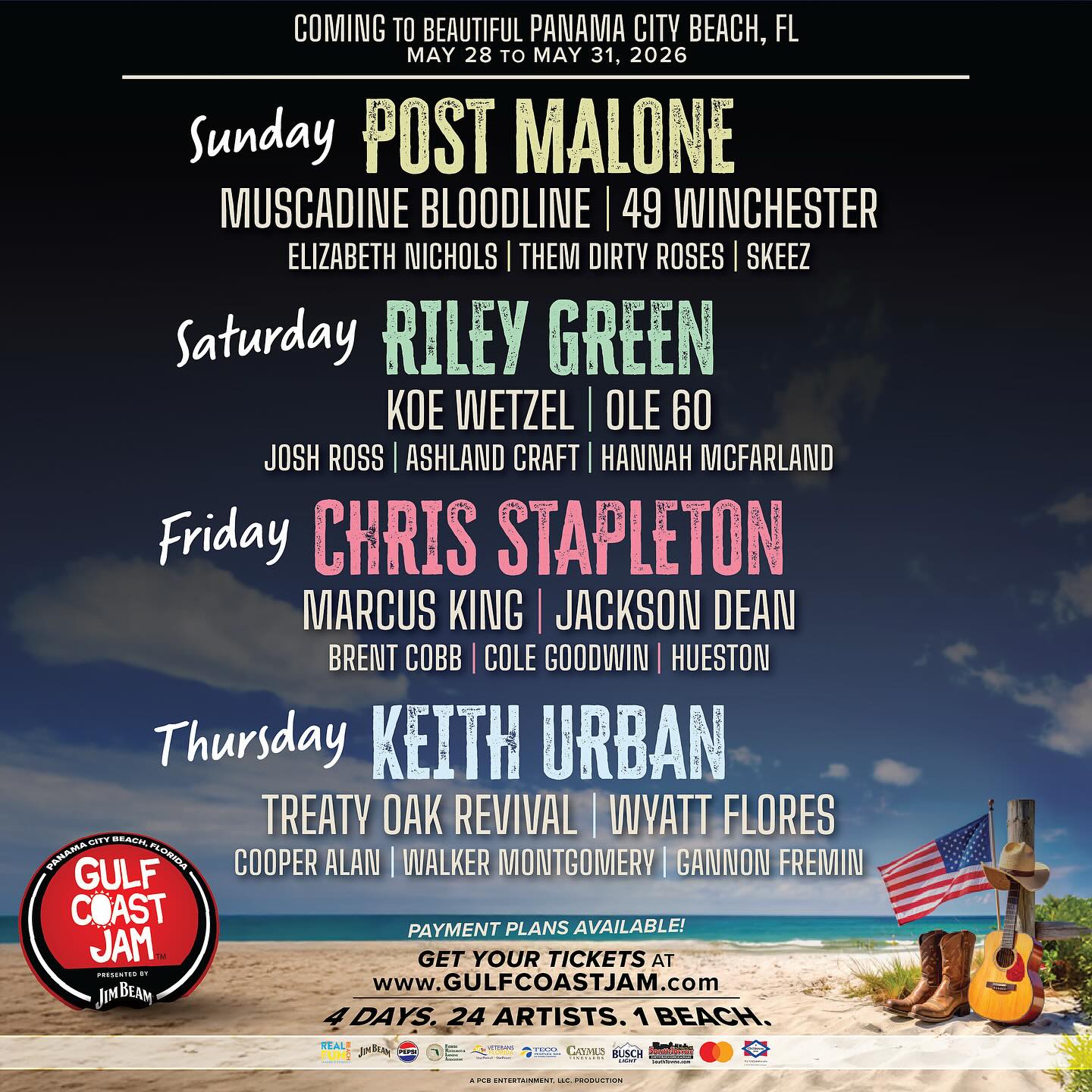 Gulf Coast Jam 2026 Lineup - Panama City Beach, FL