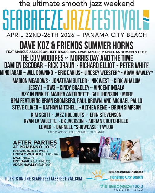 Seabreeze Jazz Festival 2026 Lineup - Panama City Beach